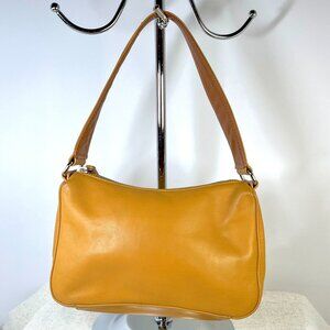 Banana Republic Small Harvest Gold Leather Handbag with Zipper Closure